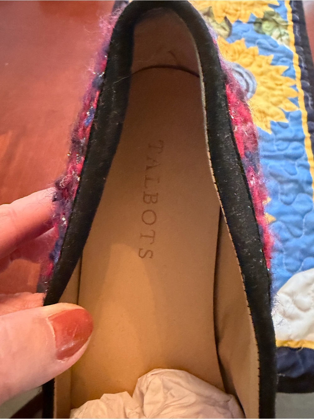 Talbots Multicolor Tweed Loafers with Black Suede Strap and Jewel Accent - Picture 2 of 3